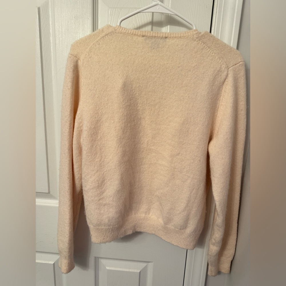 Ann Taylor Light Pink / Cream Cardigan with Bow Buttons - Picture 7 of 7